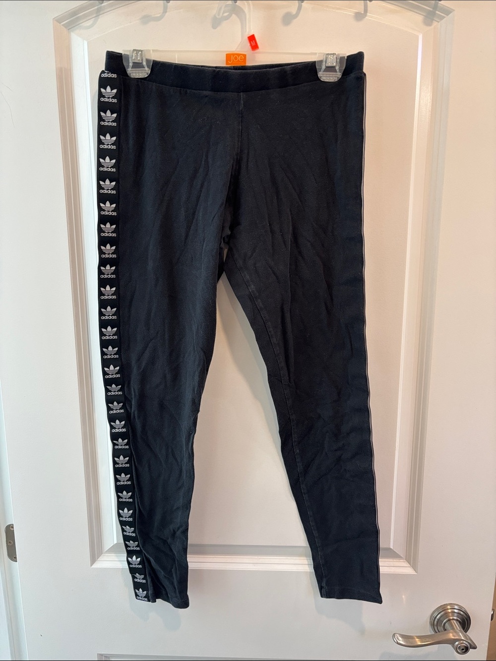 adidas Black Kids Logo-Strip Leggings